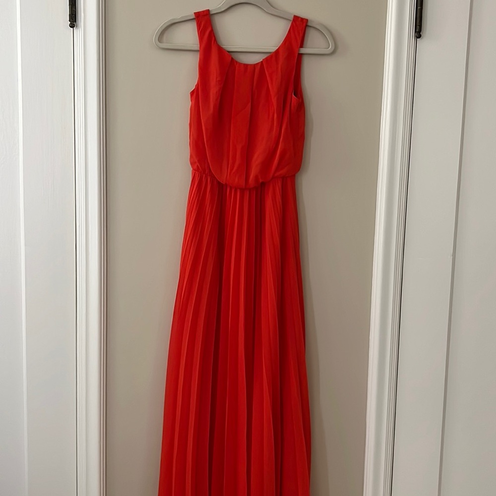 B. Darlin red maxi pleated dress.